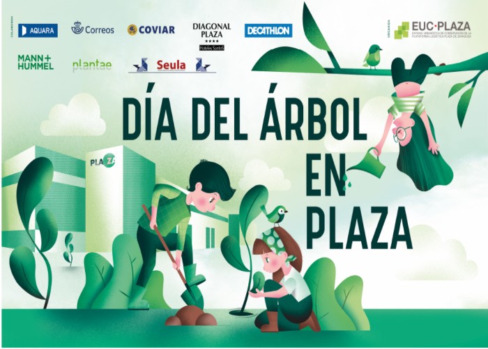 Cartel Día del Árbol en Plaza